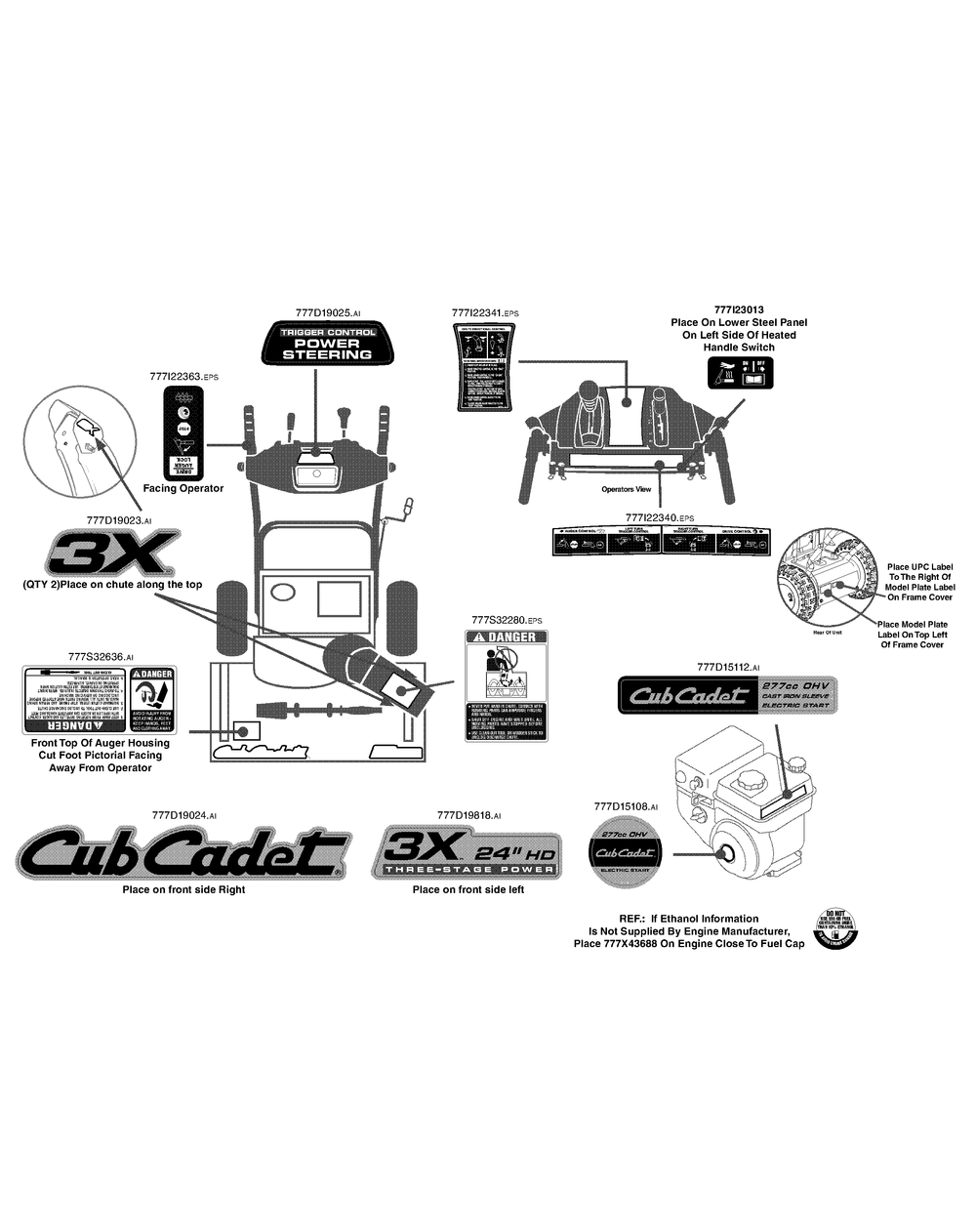 Label Map 24-Inch Hd Diagram and Parts List for 3X24-INCHHD31AH54SK (31AH54SK710)(2014) Cub Cadet Snow Blower